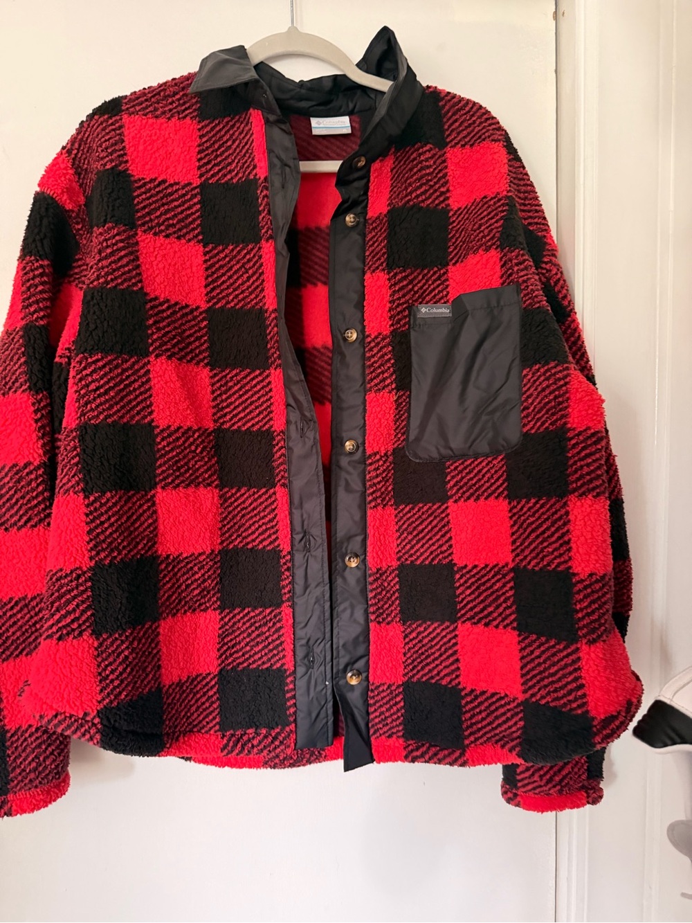 Columbia Red & Black Buffalo Plaid Fleece Jacket